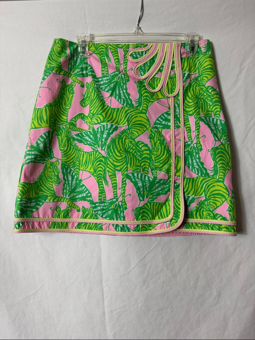 Lilly Pulitzer Pink and Green Tropical Leaf Wrap Skirt
